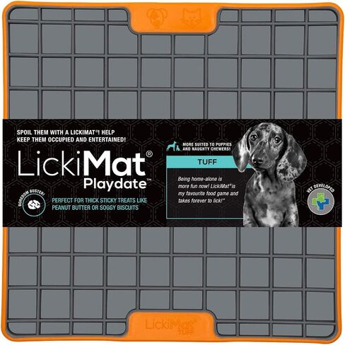 LickiMat Tuff، موعد اللعب للخدمة الشاقة، حصيرة لعق الطعام البطيء للكلاب، تقليل القلق والملل؛ مثالي للطعام أو الحلوى أو الزبادي أو زبدة الفول السوداني، بديل ممتع لوعاء التغذية البطيء للكلاب، أخضر in Kuwait