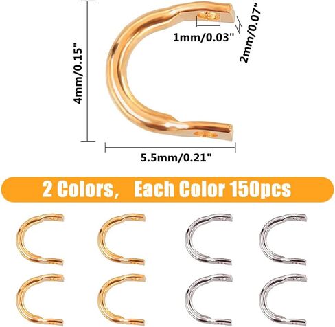 SUPERFINDINGS 300Pcs Fishing Spinner Clevis U Shaped Spinnerbait Clevis Platinum Brass Links Easy Spin Spinner Clevis Spinner Change Spinner Clevis for Lure Making, Hole: 1mm in Kuwait