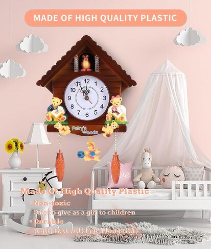 Gugxiom Cuckoo Clock, Wall Clock with Cuckoo Bird Voices, Vintage Handmade Cuckoo Tree House Clock, Traditional Chalet Style Decorative Clock, with Cute Toys for in Kuwait