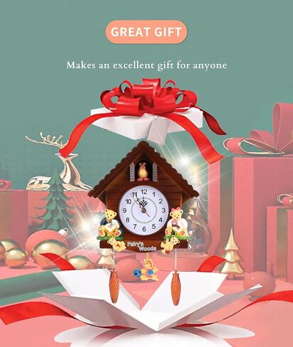 Gugxiom Cuckoo Clock, Wall Clock with Cuckoo Bird Voices, Vintage Handmade Cuckoo Tree House Clock, Traditional Chalet Style Decorative Clock, with Cute Toys for in Kuwait