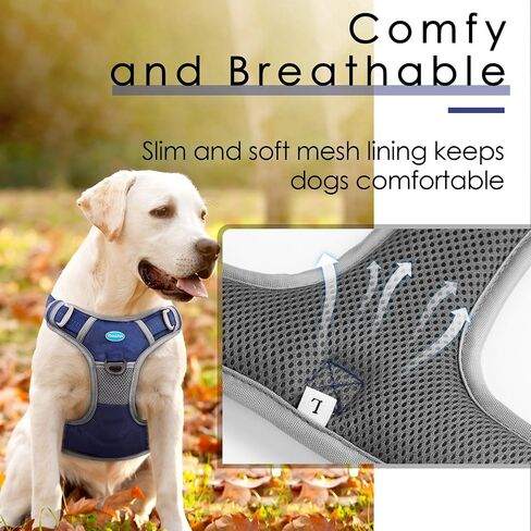 ThinkPet No Pull Harness Breathable Sport Harness with Handle-Dog Harnesses Reflective Adjustable for Medium Large Dogs,Back/Front Clip for Easy Control S Neon Green in Kuwait
