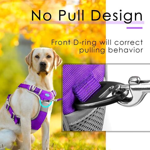 ThinkPet No Pull Harness Breathable Sport Harness with Handle-Dog Harnesses Reflective Adjustable for Medium Large Dogs,Back/Front Clip for Easy Control S Black in Kuwait