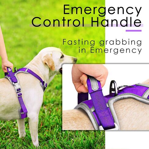 ThinkPet No Pull Harness Breathable Sport Harness with Handle-Dog Harnesses Reflective Adjustable for Medium Large Dogs,Back/Front Clip for Easy Control S Black in Kuwait