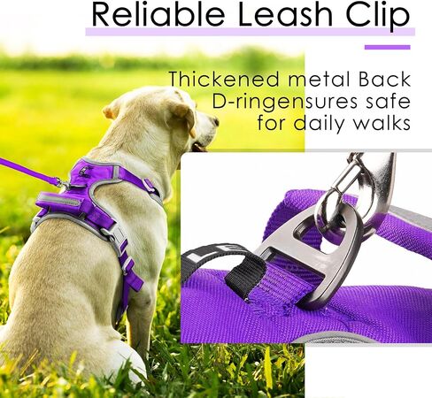 ThinkPet No Pull Harness Breathable Sport Harness with Handle-Dog Harnesses Reflective Adjustable for Medium Large Dogs,Back/Front Clip for Easy Control S Black in Kuwait