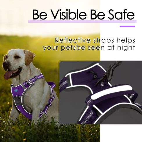 ThinkPet No Pull Harness Breathable Sport Harness with Handle-Dog Harnesses Reflective Adjustable for Medium Large Dogs,Back/Front Clip for Easy Control S Black in Kuwait