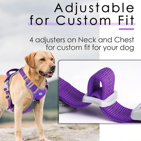 ThinkPet No Pull Harness Breathable Sport Harness with Handle-Dog Harnesses Reflective Adjustable for Medium Large Dogs,Back/Front Clip for Easy Control S Black in Kuwait