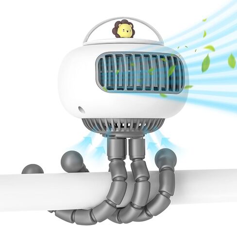 SWTOIPIG Stroller Fan, Portable Bladeless Fan Mini Handheld Fans, 4-Speed Options USB Rechargeable Battery Operated Fan, Suitable for Stroller, Desk, Handheld, Suspended in Kuwait