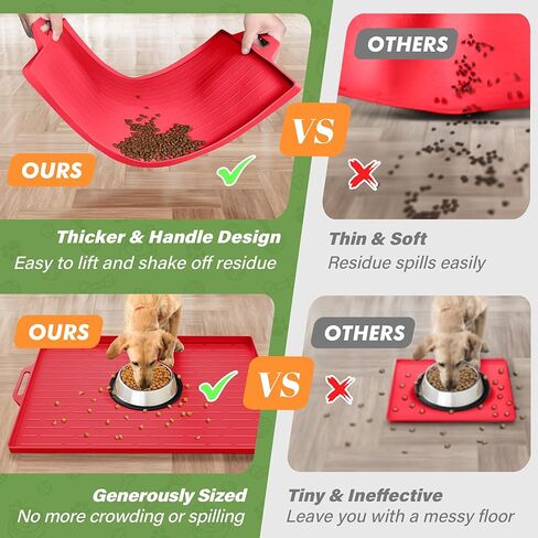sikadeer كبير الكلب وعاء حصيرة تغذية الحيوانات الأليفة حصيرة للأرضية للماء مع الحواف، المفارش سيليكون لوعاء الماء القط والكلب، عدم الانزلاق حصيرة طعام الحيوانات الأليفة، صينية لأوعية الكلب in Kuwait