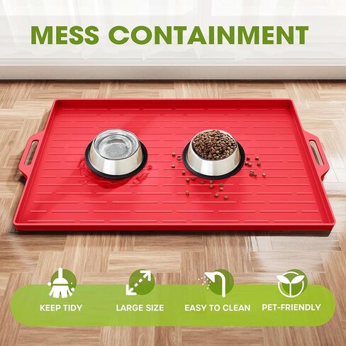 sikadeer كبير الكلب وعاء حصيرة تغذية الحيوانات الأليفة حصيرة للأرضية للماء مع الحواف، المفارش سيليكون لوعاء الماء القط والكلب، عدم الانزلاق حصيرة طعام الحيوانات الأليفة، صينية لأوعية الكلب in Kuwait
