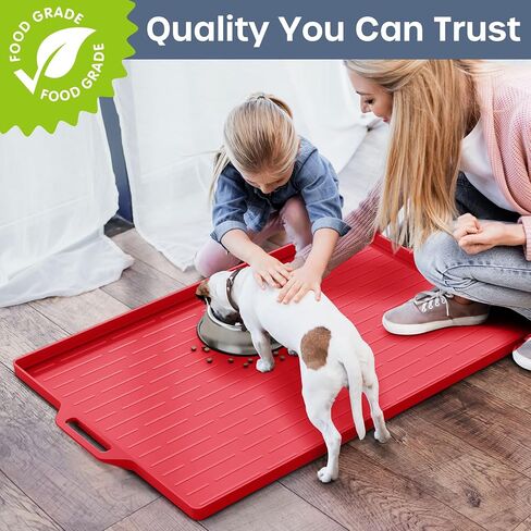 sikadeer كبير الكلب وعاء حصيرة تغذية الحيوانات الأليفة حصيرة للأرضية للماء مع الحواف، المفارش سيليكون لوعاء الماء القط والكلب، عدم الانزلاق حصيرة طعام الحيوانات الأليفة، صينية لأوعية الكلب in Kuwait