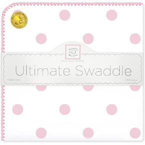 قماط الشتاء النهائي من SwaddleDesigns، بطانية استقبال كبيرة جدًا، مصنوعة في الولايات المتحدة الأمريكية، فلانيل قطن فاخر، نقاط بولكا كلاسيكية باللون الأزرق الباستيل (الفائز بجائزة اختيار الأم)، 42 بوصة × 42 بوصة، SD-001PB in Kuwait