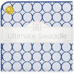 SwaddleDesigns Large Receiving Blanket, Ultimate Swaddle for Baby Boys, Girls, Softest US Cotton Flannel, Best Shower Gift, MADE in USA, Blue Big Dots, Mom’s Choice Winner,Blue, White,42 x 42 Inch,SD-356B in Kuwait