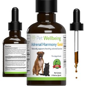 Pet Wellbeing Adrenal Harmony Gold - Veterinarian-Formulated - Dog Cushing's, Adrenal Health, Cortisol Balance, Antioxidant Support - Herbal Supplement for Dogs 2 fl oz (59 ml)