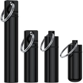 Keychain Pill Holder,(4 Pack) Small Pill Box,Portable Mini Travel Pill Container Metal Case Bottle with Keyring in Kuwait