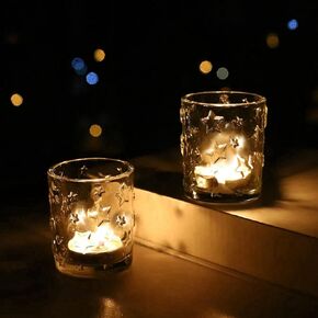 VOHO Snowflakes Votive Candle Holders for Winter Decor, Set of 12 Clear Glass Candle Holder for Votive Candles & Tea Lights Candles, Tealight Candle Holder Gifts for Women