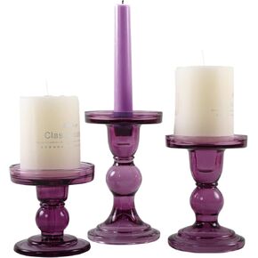 GMWD 3 Pcs Glass Candle Holder Set Clear, Amber Candlesticks Holders Pillar Taper Candles Tealight Stand for Wedding Centerpieces Home Decorations Dining Table in Kuwait