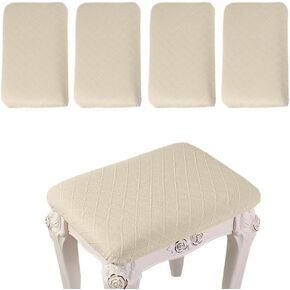 ANWUCHEN Stool Covers Rectangle,4 Pack Stretch Rectangle Bar Stool Covers Elastic Vanity Stool Cover Jacquard Chair Seat Slipcover Counter Stool Covers Saddle Seat Cover for Wooden Metal Bench(Beige) in Kuwait