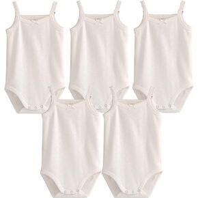Baby Girls Spaghetti Strap Bodysuit Sleeveless Baby Tank Top Cotton Baby One-Pieces Pack of Summer Baby Clothes Outfit
