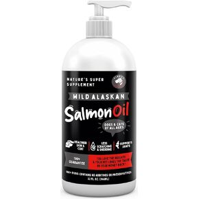 Wild Alaskan Omega-3 Blend Pollock + Salmon Oil for Dogs & Cats (32oz). 100% Pure Fish Oil Supplement with EPA & DHA for Joints, Skin & Coat, Itching, Shedding, Immune & Heart. Tasty & Easy to Give. in Saudi Arabia