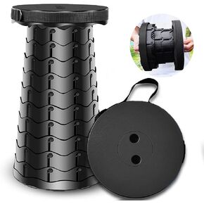 مقعد تلسكوبي محمول قابل للطي، مقعد للتخييم، مقعد قوي بسعة تحميل 400 رطل، مقعد قابل للطي، مقعد قابل للسحب للتخييم في الهواء الطلق، صيد السمك، المشي لمسافات طويلة، السفر، البستنة (أسود) in Kuwait