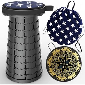 Upgraded Telescoping Collapsible Stool with Cushion, Folding Stool with Printing Portable Retractable Foldable Seat Max Load 600lbs for Adults Camping Fishing Outdoor in Saudi Arabia