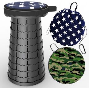 ALEVMOOM Upgraded Collapsible Stool Telescoping Stool with Cushion, Folding Stool with Printing Portable Foldable Seat Retractable Stool Max Load 550lbs for Adults Camping Fishing Outdoor (Astronaut)