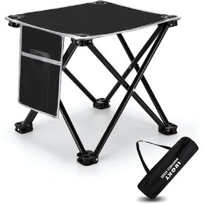 LUCKY CUP Portable Camping Stool with Side Pocket Camping Seat 12.5in Foldable Comfortable Widening Heightening for Travel Camping Fishing Hiking Gardening Picnic Beach BBQ Outdoor