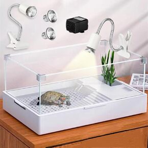 Geegoods Turtle Tank Aquarium,Reptile Tank,Turtle Aquarium Terrapin Lake with Water Pump Tank for Pet Turtle Reptile Habitat in Kuwait