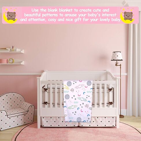 Blank Baby Receiving Blanket Fuzzy White Sublimation Blanket Soft Warm Receiving Baby Blanket Infant Newborn Blanket for Crib Stroller Travel DIY Backdrop, 30 x 40 Inch (2 Pieces) in Saudi Arabia