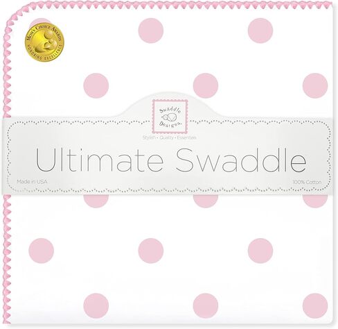 SwaddleDesigns Ultimate Winter Swaddle, X-Large Receiving Blanket, Made in USA, Premium Cotton Flannel, Pastel Blue Classic Polka Dots (Mom's Choice Award Winner),42" x 42",SD-001PB in Saudi Arabia