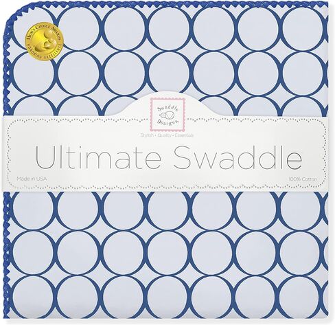 قماط الشتاء النهائي من SwaddleDesigns، بطانية استقبال كبيرة جدًا، مصنوعة في الولايات المتحدة الأمريكية، فلانيل قطن فاخر، نقاط بولكا كلاسيكية باللون الأزرق الباستيل (الفائز بجائزة اختيار الأم)، 42 بوصة × 42 بوصة، SD-001PB in Kuwait