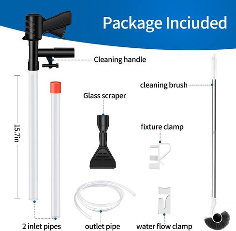 SVECKE Automatic Aquarium Gravel Cleaner, 6 in 1 Electric Fish Tank Cleaning Tools Gravel Vacuum for Aquarium,Portable Air Pump,Algea Scraper for Sand Washing Water Change & Filter & Circulation in Kuwait