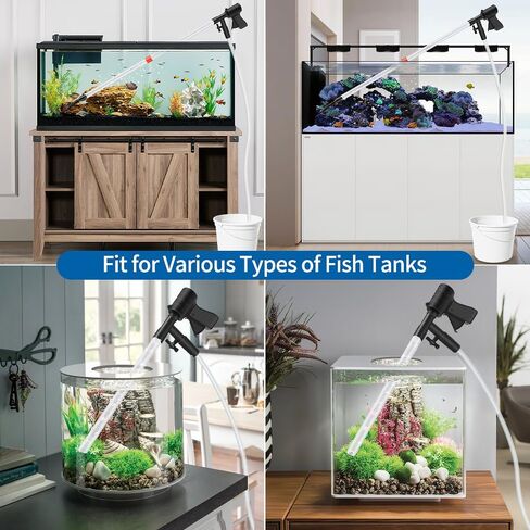 SVECKE Automatic Aquarium Gravel Cleaner, 6 in 1 Electric Fish Tank Cleaning Tools Gravel Vacuum for Aquarium,Portable Air Pump,Algea Scraper for Sand Washing Water Change & Filter & Circulation in Kuwait