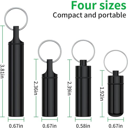 Keychain Pill Holder,(4 Pack) Small Pill Box,Portable Mini Travel Pill Container Metal Case Bottle with Keyring in Kuwait
