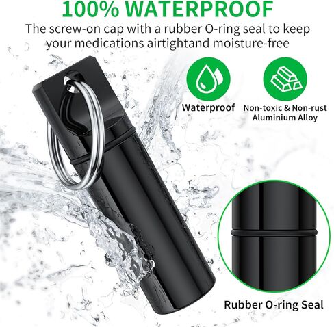 Keychain Pill Holder,(4 Pack) Small Pill Box,Portable Mini Travel Pill Container Metal Case Bottle with Keyring in Kuwait