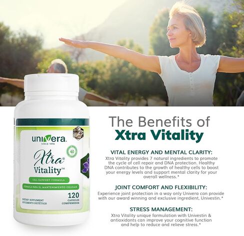 Univera Xtra Vitality - Cell Support Formula - Green Tea Extract, Vitamin B6, American Ginseng Extract, Ashwagandha, Univestin 120 ct in Saudi Arabia