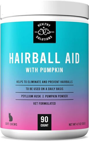 Hairball Remedy for Cats - 90 Anti Cat Hairball Soft Chews Help Control & Prevent Hair Balls Fiber from Pumpkin Treats Hairballs Consistently - Made in USA in Kuwait