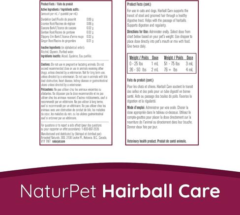 NaturPet Hairball Care | Natural Herbal Drops to Support Digestion, Hairballs, Gas, Bloating | Cats& Dogs | 100mL in Saudi Arabia