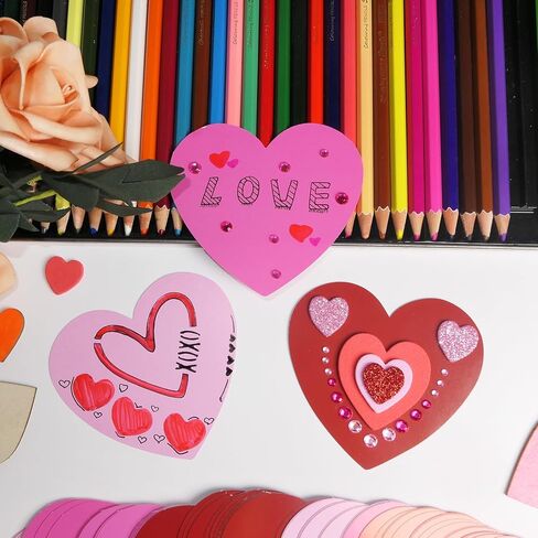 HADDIY Valentine’s Day Paper Hearts Cutous,120 Pcs Red Pink 3.5 inches Die Cuts Heart Shape Scrapbook Paper Cards for Love and Peace School Craft Projects,Bulletin Board Decor in Kuwait