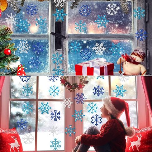 60 Pieces Snowflakes Cutouts Glitter Blue Silver Snowflake Cutouts Glitter Snowflake Cutouts Snowflakes Board Cutouts with Glue Point Dots for Christmas Winter Theme Party Decoration in Saudi Arabia
