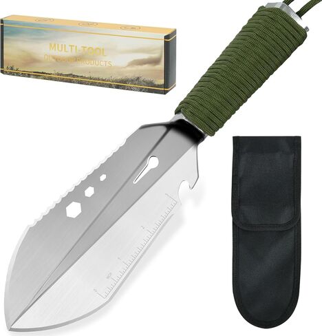 Portable Trowel Backpacking Camping Hiking Shovel Ultralight Multitool Carbon Steel Garden Trowels Hand Camp Tool for Gardening, Outdoor Gear, Survival with Paracord and Storage Bag in Kuwait