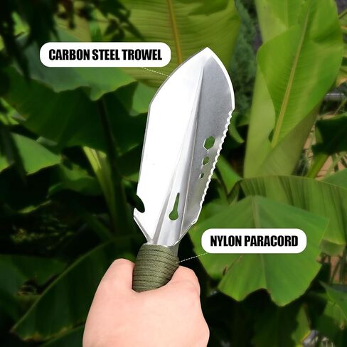 Portable Trowel Backpacking Camping Hiking Shovel Ultralight Multitool Carbon Steel Garden Trowels Hand Camp Tool for Gardening, Outdoor Gear, Survival with Paracord and Storage Bag in Kuwait