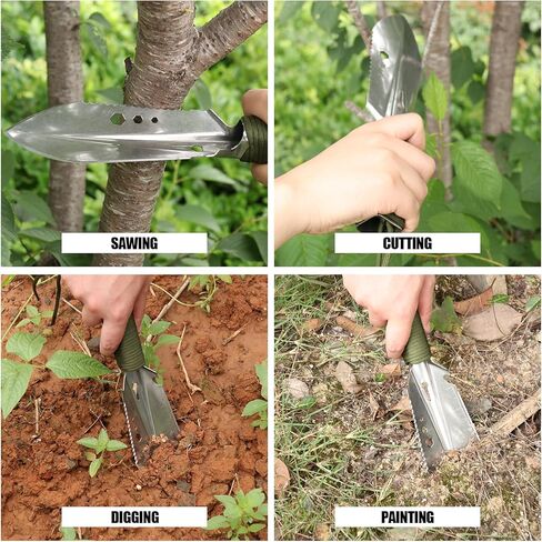 Portable Trowel Backpacking Camping Hiking Shovel Ultralight Multitool Carbon Steel Garden Trowels Hand Camp Tool for Gardening, Outdoor Gear, Survival with Paracord and Storage Bag in Kuwait