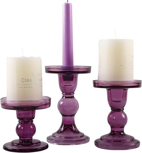 GMWD 3 قطع زجاج شمعة حامل مجموعة واضحة، الأزرق الشمعدانات حامل عمود تفتق الشموع Tealight الوقوف لقطع الزفاف المركزية ديكورات المنزل طاولة الطعام in Kuwait