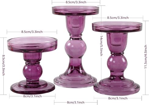 GMWD 3 قطع زجاج شمعة حامل مجموعة واضحة، الأزرق الشمعدانات حامل عمود تفتق الشموع Tealight الوقوف لقطع الزفاف المركزية ديكورات المنزل طاولة الطعام in Kuwait