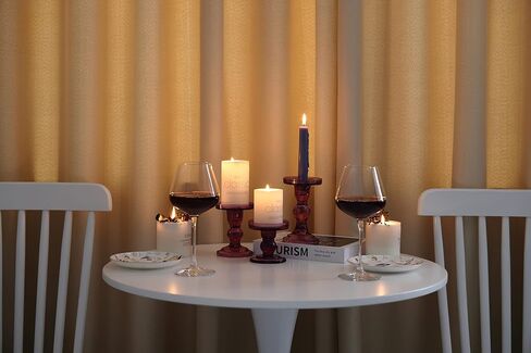 GMWD 3 قطع زجاج شمعة حامل مجموعة واضحة، الأزرق الشمعدانات حامل عمود تفتق الشموع Tealight الوقوف لقطع الزفاف المركزية ديكورات المنزل طاولة الطعام in Kuwait