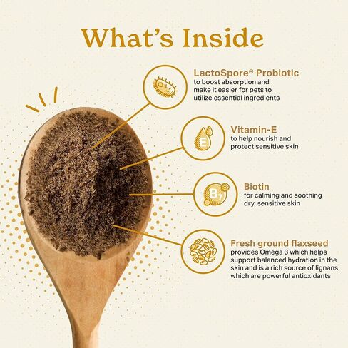 The Missing Link Skin & Coat Probiotics Superfood Supplement Powder for Dogs - Omegas 3 & 6, Fiber, Vitamin-E, Biotin - Supports Healthy Skin & Glossy Coat, Promotes Hair Growth - 1lb in Kuwait