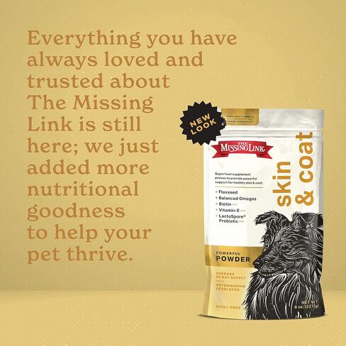 The Missing Link Skin & Coat Probiotics Superfood Supplement Powder for Dogs - Omegas 3 & 6, Fiber, Vitamin-E, Biotin - Supports Healthy Skin & Glossy Coat, Promotes Hair Growth - 1lb in Kuwait