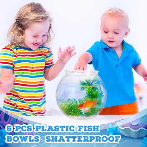Mifoci 6 قطع من وعاء السمك البلاستيكي لخزان الأسماك الشفاف 100 أونصة وعاء سمكة ذهبية متعدد الأغراض مستدير لسطح المكتب حوض سمك شفاف للمنزل والمكتب بيتا سمكة ذهبية حلوى حلوى السلاحف، 7.09 × 6.3 بوصة in Kuwait