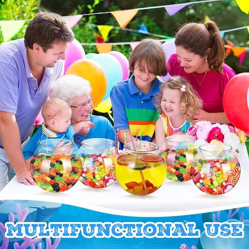 Mifoci 6 قطع من وعاء السمك البلاستيكي لخزان الأسماك الشفاف 100 أونصة وعاء سمكة ذهبية متعدد الأغراض مستدير لسطح المكتب حوض سمك شفاف للمنزل والمكتب بيتا سمكة ذهبية حلوى حلوى السلاحف، 7.09 × 6.3 بوصة in Kuwait